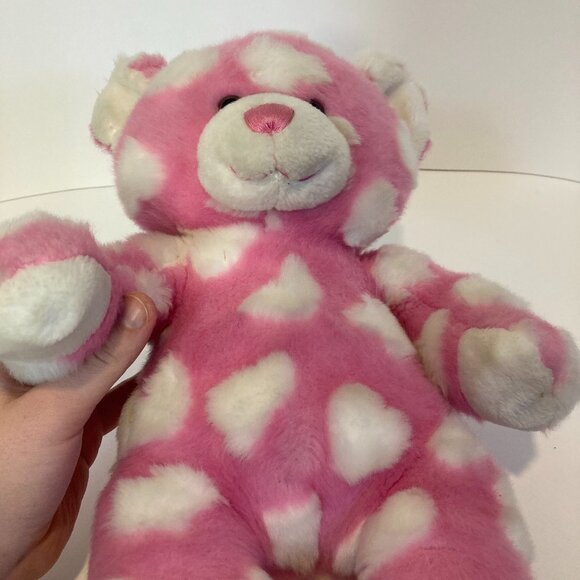 Build A Bear Hug Me Bear Magnet Hands Hearts Pink White Plush Stuffed Valentine - Picture 2 of 12